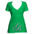 Green V neck women's short sleeve shirt