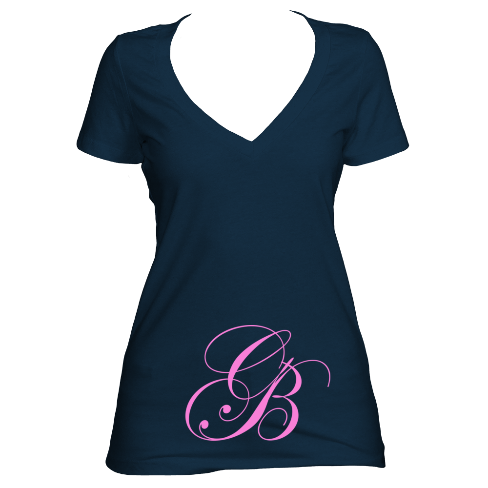 Midnight Navy V neck women's short sleeve shirt